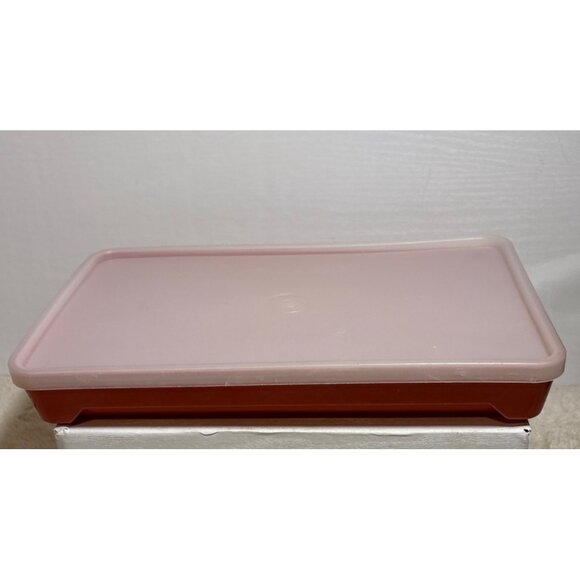 Vintage Tupperware 1292-3 Hot Dog Bacon Deli Meat Keeper w/ Lid Paprika Red - Picture 2 of 11